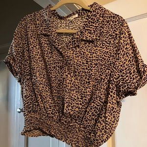 BP Cheetah print crop button up